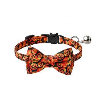 

Halloween Bowknot Bell Cat Dog Adjustable Gothic Pet Collar, Dark orange
