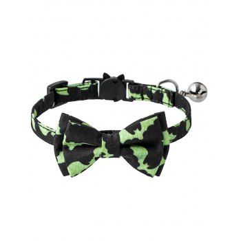 

Halloween Bowknot Bell Cat Dog Adjustable Gothic Pet Collar, Light green