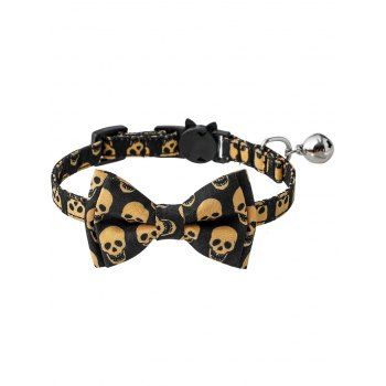 

Halloween Bowknot Bell Cat Dog Adjustable Gothic Pet Collar, Yellow