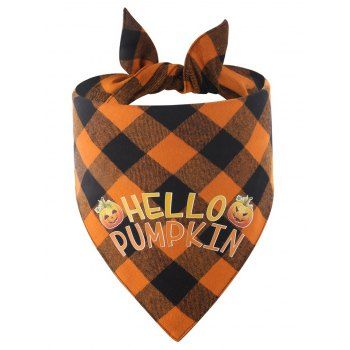 

Vintage Plaid Print Halloween Pet Saliva Towel, Dark orange