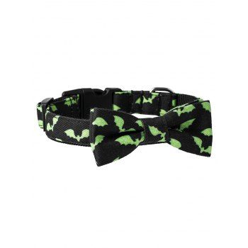 

Halloween Cat Dog Collar Bat Skull Pattern Bowknot Gothic Pet Collar, Deep green