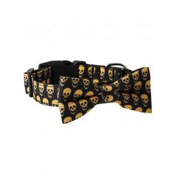

Halloween Cat Dog Collar Bat Skull Pattern Bowknot Gothic Pet Collar, Multicolor b