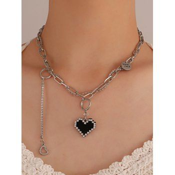 Vintage Necklace Rhinestone Heart Letter Chain Retro Necklace