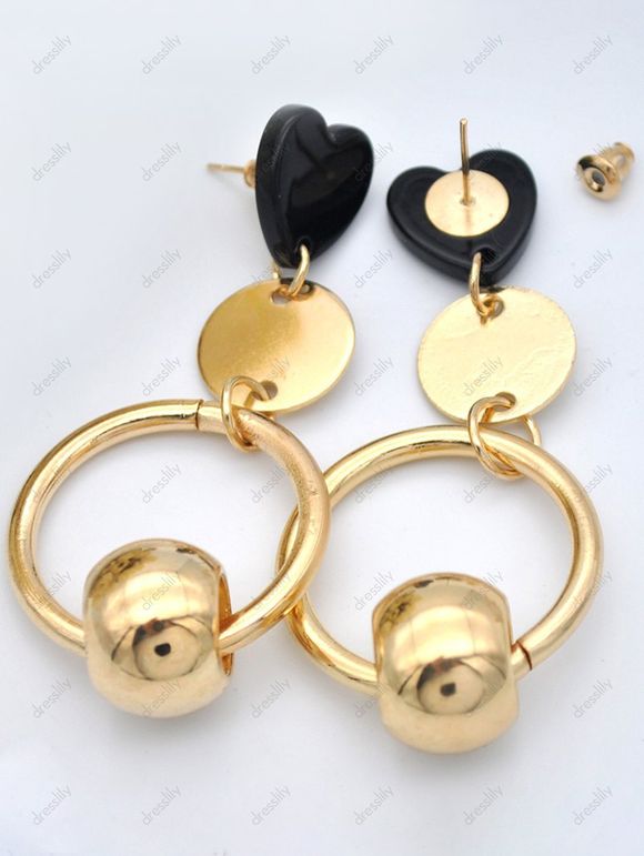Boucles D'Oreilles Pendantes Tendance en Forme de Cœur et Géométrie - d'or 
