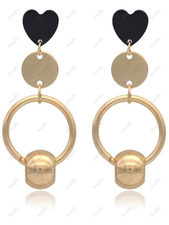 Boucles D'Oreilles Pendantes Tendance en Forme de Cœur et Géométrie - d'or 