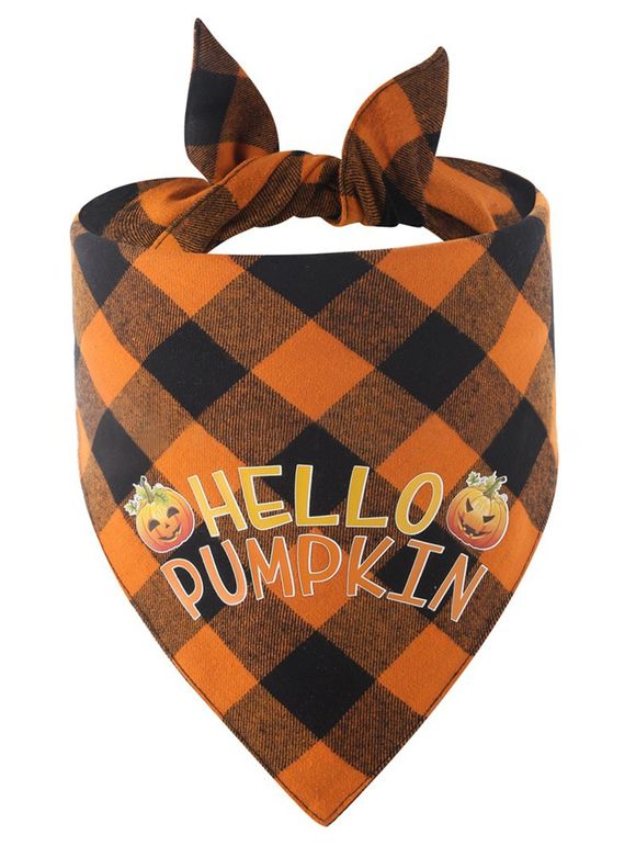 Serviette de Salive Vintage à Carreaux pour Halloween - Orange Foncé 