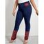 Pantalon Décontracté Zippé à Carreaux Imprimé en Denim avec Poches - Bleu M