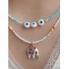 2 Pcs Beach Necklaces Beaded Eye Rhinestone Elephant Bohemian Necklaces - multicolor 