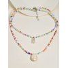 Layered Necklace Colorful Beaded Faux Turquoise Beach Necklace - multicolor 