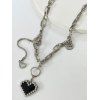 Vintage Necklace Rhinestone Heart Letter Chain Retro Necklace - SILVER 