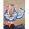 Boucles D'Oreilles Pendantes Motif Fleurs à Sculpture Creuse Style Vintage - Bleu 
