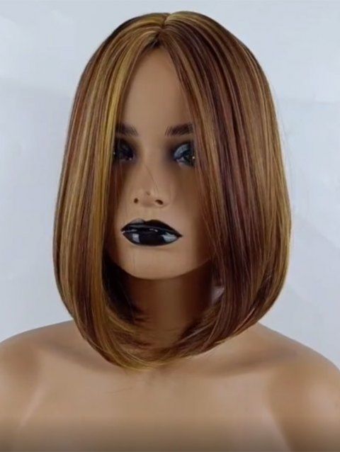 Short Side Part Highlight Straight Bob Heat Resistant Synthetic Wig