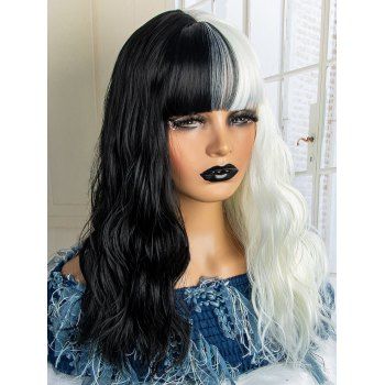 Monochrome 20 Inch Long Full Bang Wavy Cosplay Heat Resistance Synthetic Wig