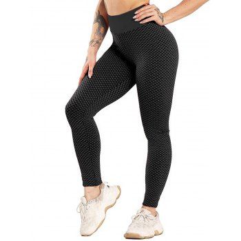

Textured Sport Scrunch Butt Leggings High Waist Skinny Long Leggings, Black
