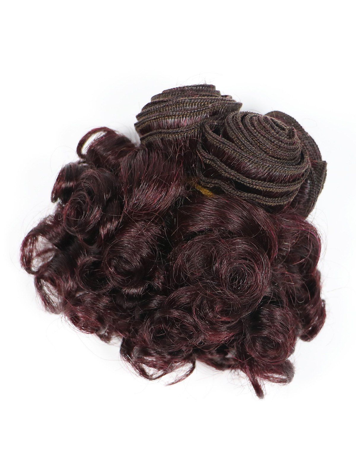 6 Pcs Curly Human Hair Weft - DEEP RED 8INCH