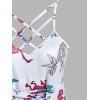 Midi Dress Dinosaur Print Dress Crisscross Lace Up Empire Waisted Casual A Line Dress - WHITE L
