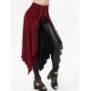 Gothic Skirt Lace Up Open Front Skirt Plain Color Midi Irregular Handkerchief Skirt - BLACK XL