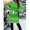 Mini Robe Ligne A Géométrique Flocon de Neige et Sapin de Noël Imprimés à Manches Longues - Vert S