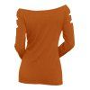 T-shirt D'Halloween Gothique Découpé Motif Imprimé Manches Longues à Col Oblique - Orange L