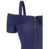 Mini Robe Ligne A Décontractée en Couleur Unie à Demi-Zip en Denim - Bleu profond XL