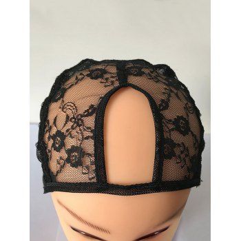 

U Shaped Floral Lace Breathable Adjustable Wig Cap, Black