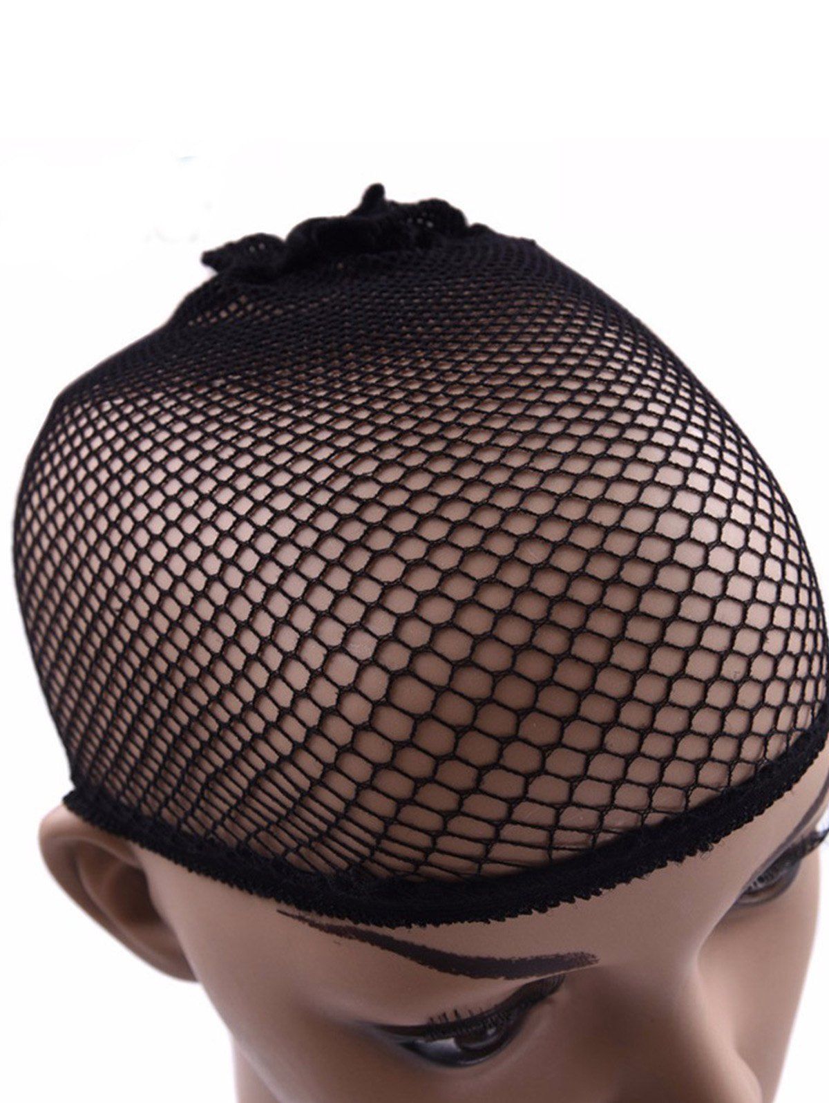 Chapeau de Perruque Synthétique Courte Ondulée Style Nid D'Abeille - Noir 