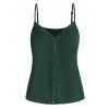 Plus Size Tank Top Solid Color Cami Top Lace Panel Plunging Neck Casual Top - DEEP GREEN 5XL