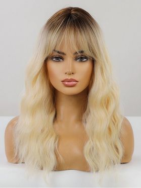 Ombre Wavy 22 Inch Long Full Bang Capless Synthetic Wig