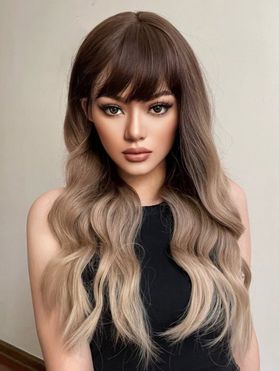 Long Ombre Full Bang Wavy Capless Synthetic Wig