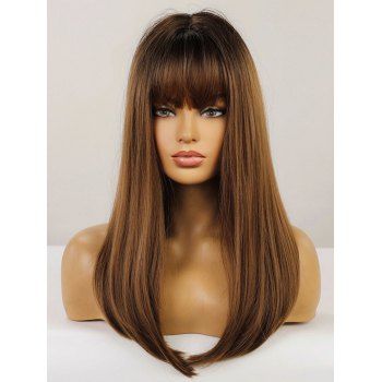 

Straight 24 Inch Long Full Bang Capless Synthetic Wig, Red dirt