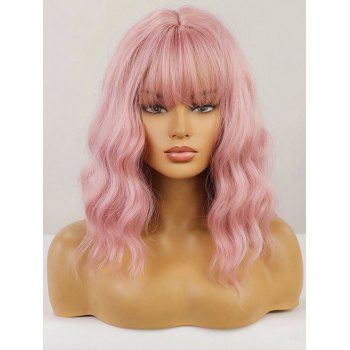 

Full Bang Wavy 18 Inch Long Cosplay Synthetic Wig, Pink