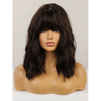 

18 Inch Long Full Bang Wavy Capless Synthetic Wig, Taupe