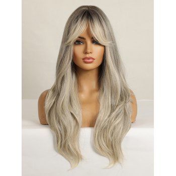 24 Inch Long Eight Bang Wavy Ombre Synthetic Wig