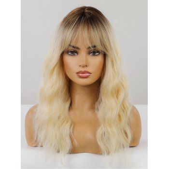 

Ombre Wavy 22 Inch Long Full Bang Capless Synthetic Wig, Champagne gold