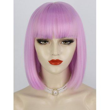 

Short Full Bang Straight Bob Heat Resistant Synthetic Anime Cosplay Wig, Lilac