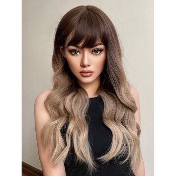

Long Ombre Full Bang Wavy Capless Synthetic Wig, Multicolor a