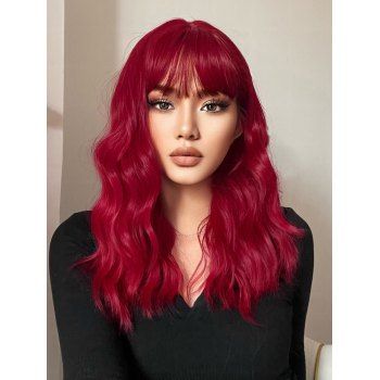 

Full Bang Long Wavy Capless Synthetic Anime Cosplay Wig, Red wine