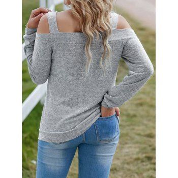 Heather T Shirt Cold Shoulder T Shirt Cut Out Long Sleeve Casual Tee