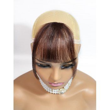 

Human Hair Wig Straight Clip On Short Full Bang, Deep brown