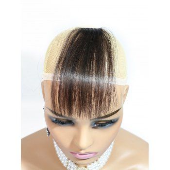 

Straight Short Full Bang Clip On Human Hair Wig, Deep brown