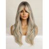 24 Inch Long Eight Bang Wavy Ombre Synthetic Wig - SILVER 24INCH