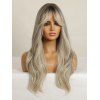24 Inch Long Eight Bang Wavy Ombre Synthetic Wig - SILVER 24INCH