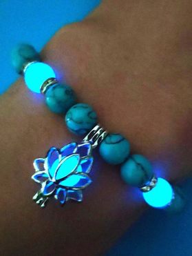 Bracelet Lumineux Motif Fleurs et Turquoise Fantaisie Style Vintage