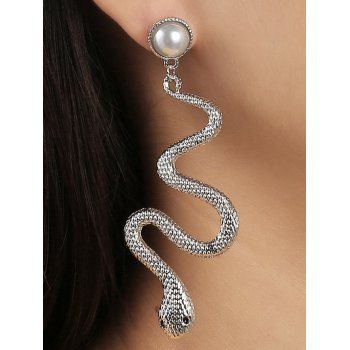 

Faux Pearl Snake Gothic Drop Earrings, Silver