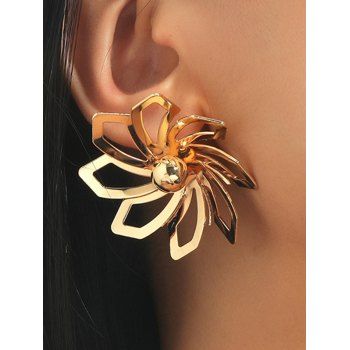 Fashion Women Hollow Out Flower Alloy Stud Earrings Jewelry Online Golden