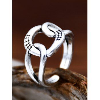 

Vintage Geometric Printed Ethnic Cuff Ring, Silver