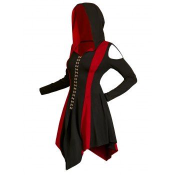 Colorblock Gothic Hooded Dress