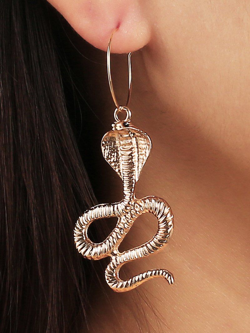 Boucles D'Oreilles Pendantes en Forme de Serpent Style Gothique - d'or 