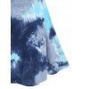 Mini Robe Ligne A Décontractée Teintée Imprimée à Lacets à Manches Longues - Bleu profond XL