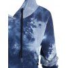 Mini Robe Ligne A Décontractée Teintée Imprimée à Lacets à Manches Longues - Bleu profond XXL